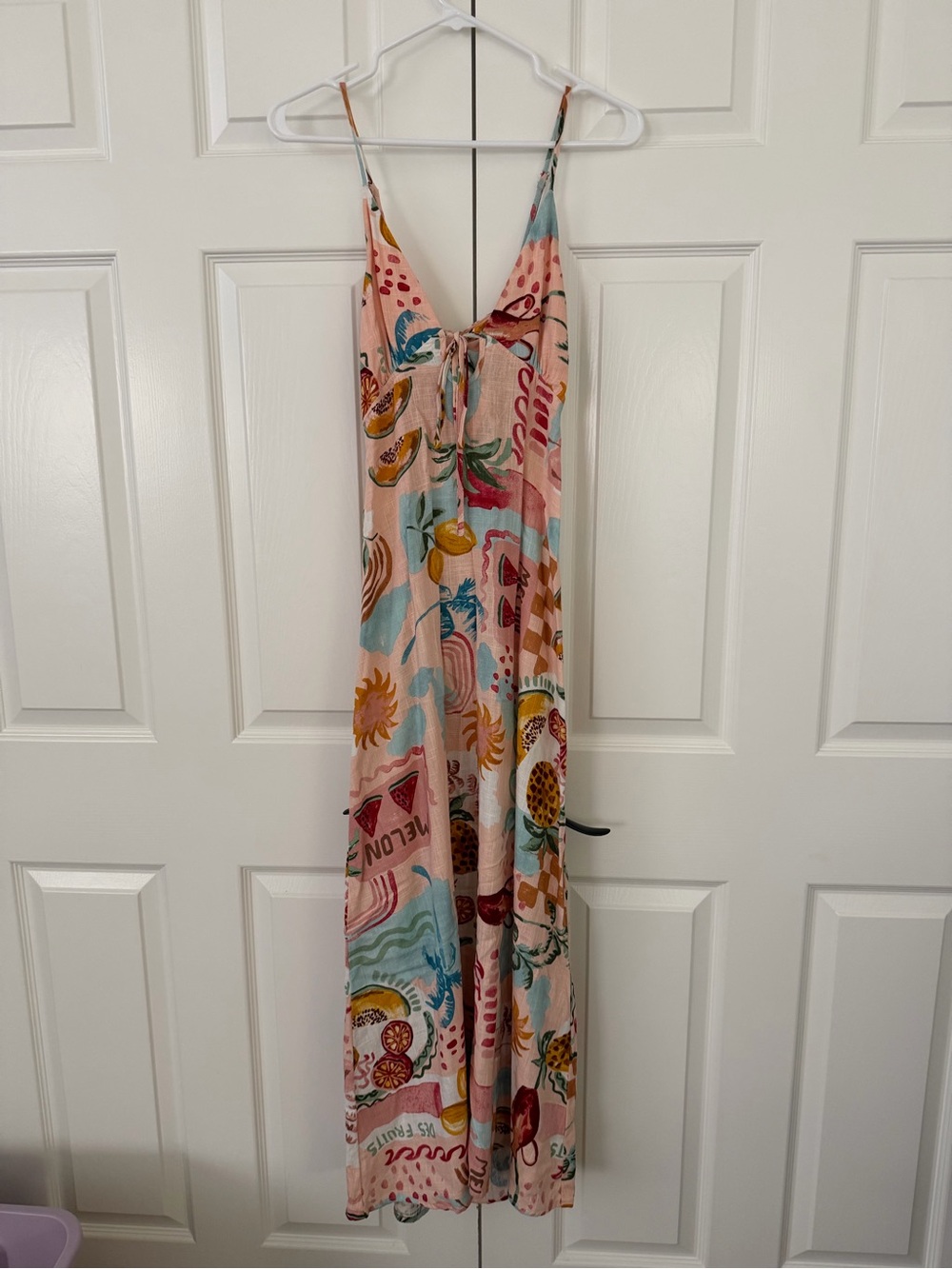 Backless Pink Tropical Print Maxi Dress with Tie Front